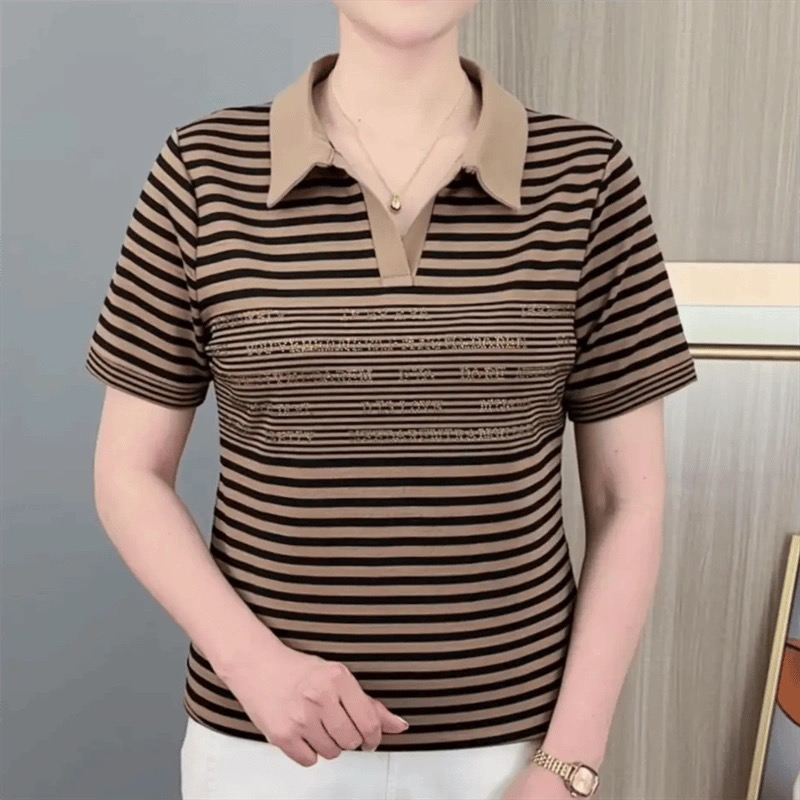 中老年妈妈装宽松POLO衫上衣