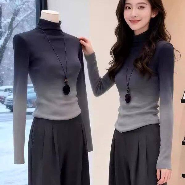 2026秋冬新款洋气德绒半高领打底衫女加绒保暖显瘦百搭上衣妈妈装