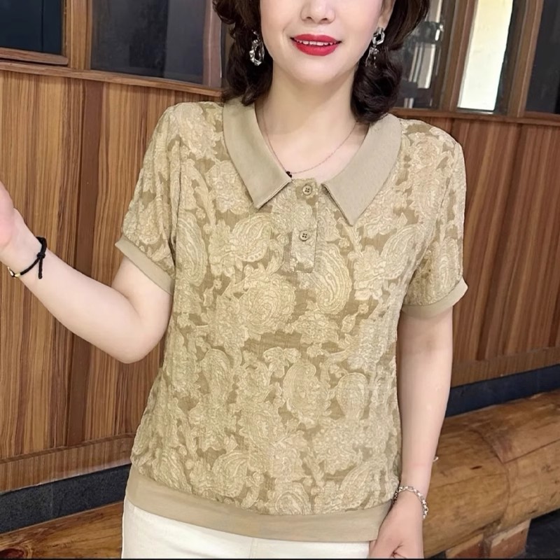 大码女装短袖t恤女妈妈洋气上衣