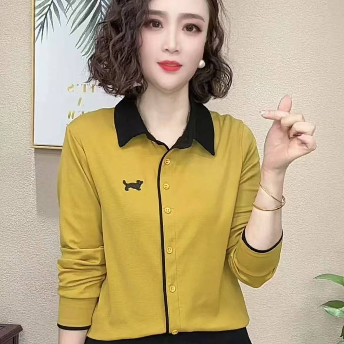 春秋洋气大码长袖T恤女新款中年妈妈减龄百搭翻领显瘦上衣打底衫,女装/女士精品,大码内搭,淘宝优惠券,粉丝福利购,淘宝优惠卷