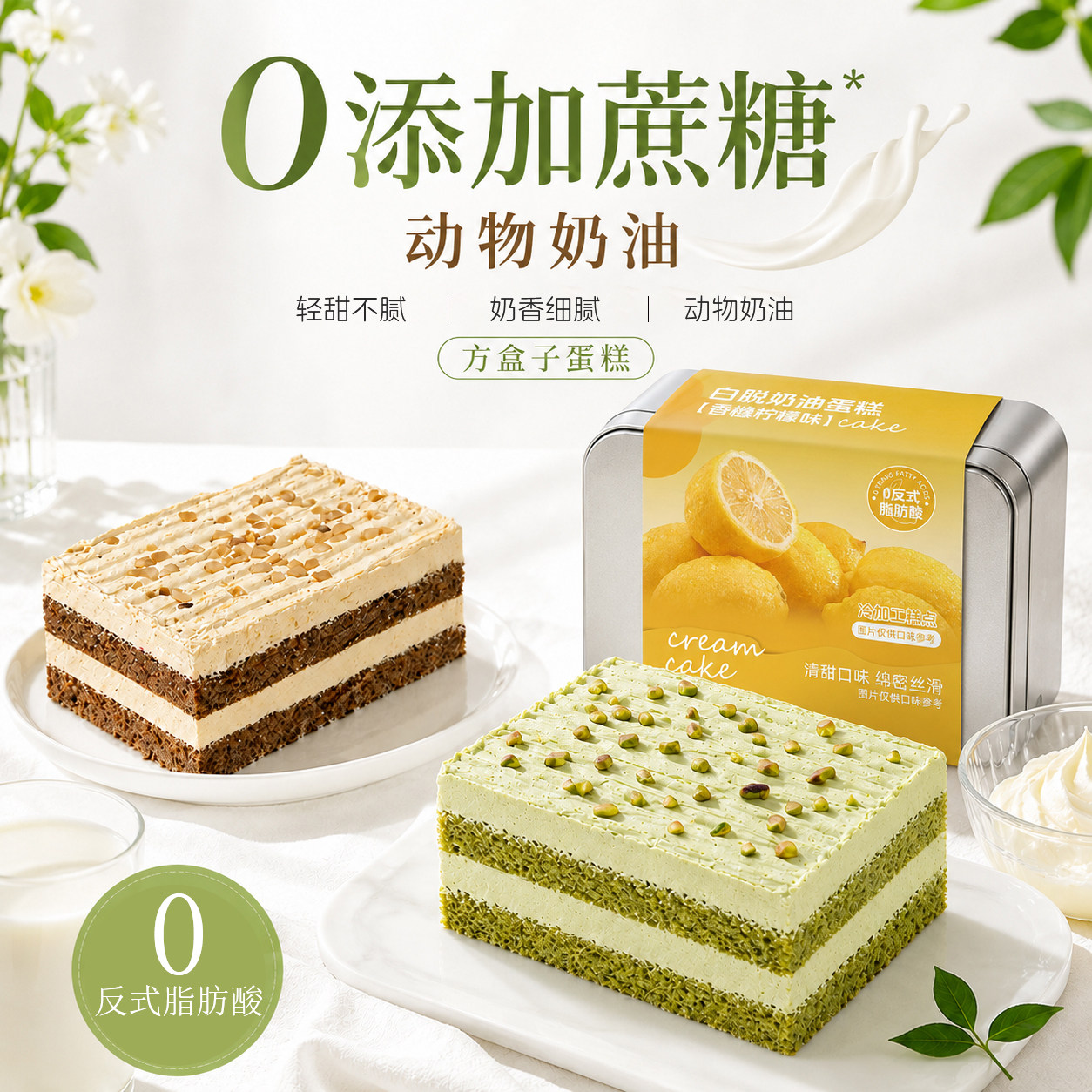 糖学友白脱奶油蛋糕控糖期动物奶油轻甜不腻生日蛋糕轻负担甜品