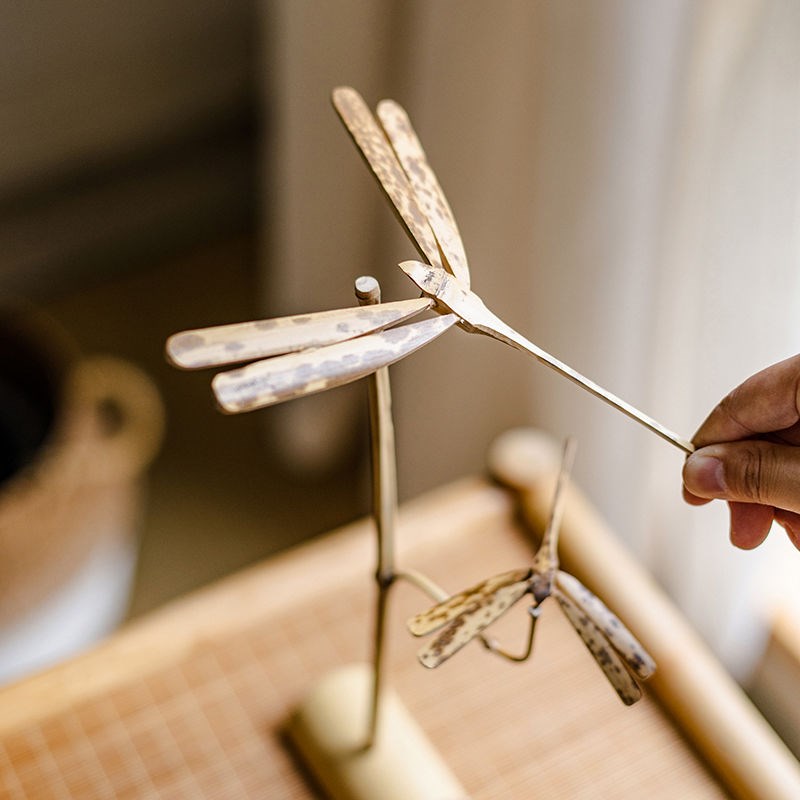 平衡竹蜻蜓平衡摆件木质竹蜻蜓磁悬浮摆件桌面摆件不倒翁中式摆件