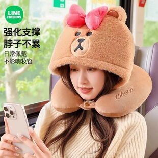 带帽午睡u型枕旅行靠枕便携式颈枕高铁长途飞机可爱u形枕睡觉神器