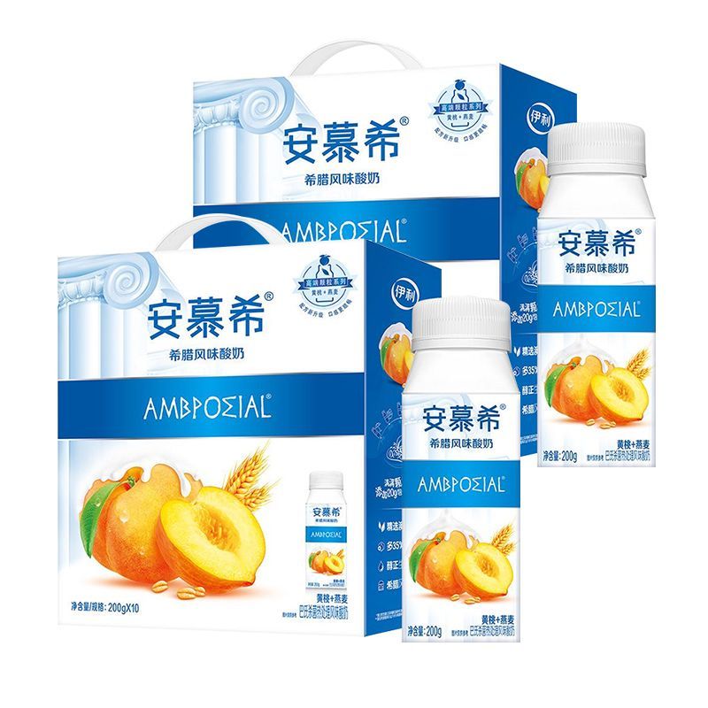 9月（2箱）伊利安慕希黄桃草莓燕麦200g*10瓶学生营养早餐酸奶