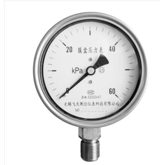 YE100BF不锈钢 微压 膜盒压力表