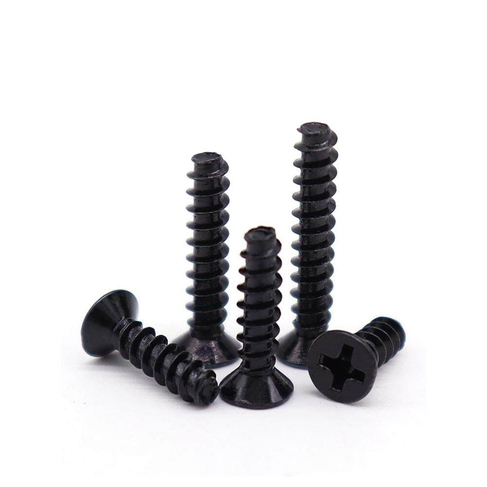 黑色沉头平尾自攻螺钉M2M3M4碳钢平头十字螺丝M1M5*4x5x6x8x10x12