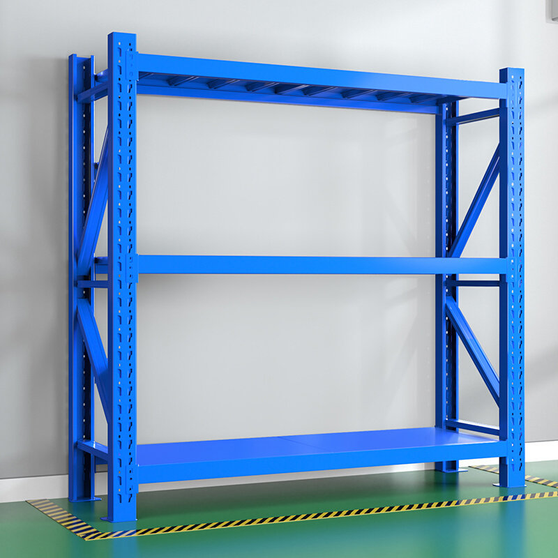 。宁波货架三层加厚重型工厂仓库角钢铁架多功能快递货架超市展示