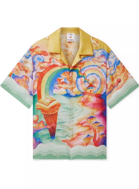 casablanca 26 彩色蘑菇  印花 宫廷西西里风男女同款 丝绸衬衫