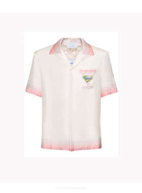 casablanca 26 粉网球场  印花 宫廷西西里风男女同款 丝绸衬衫