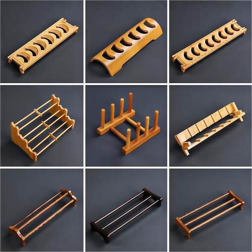 篱缘居复古竹木茶道配件沥水置物