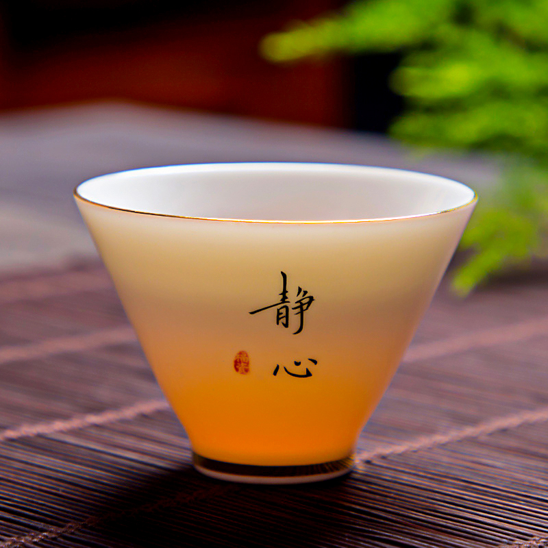 复古羊脂玉瓷古韵功夫主人杯茶杯