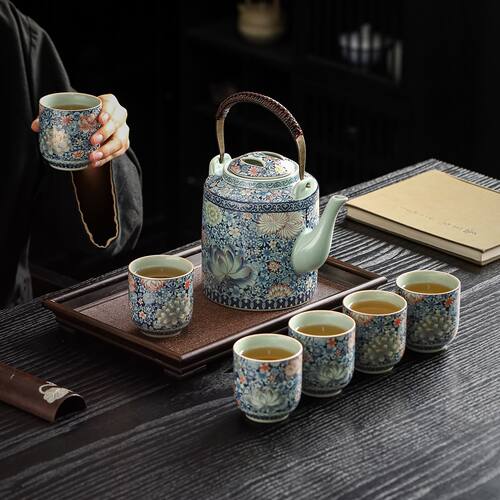 花茶壶大容量茶壶养生壶客厅家用用功夫茶具提梁老式泡茶壶带过滤