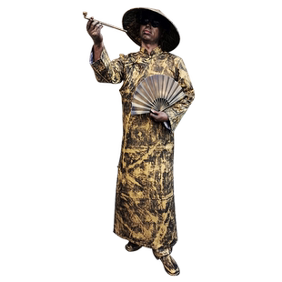 真人活雕塑行为艺术铜人活体雕塑服装老北京古铜人服装衣服演出服