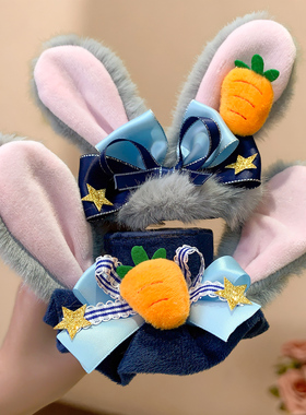 朱迪帽子疯狂动物城兔子警官cos头饰成人拍照可爱礼帽侧边夹发圈