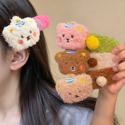 日韩可爱毛绒小熊发夹