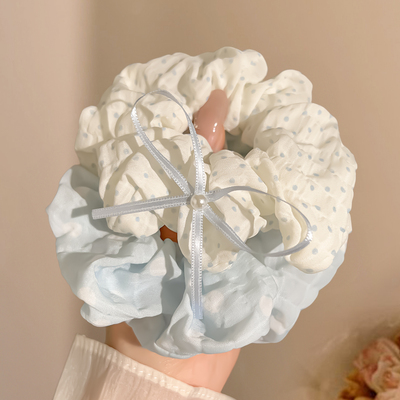 韩系蝴蝶结波点大肠发圈女甜美女