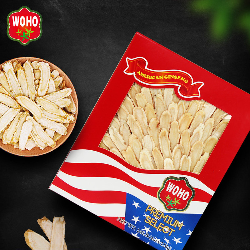 WOHO美国西洋参原装进口花旗参中片泡酒煲汤送父母长辈过节礼盒