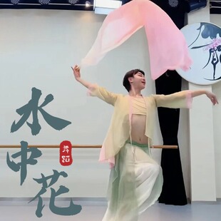 古典舞舞蹈扇子水中花同款舞蹈真丝渐变加长扇子舞蹈演出专用道具