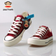 女2025新款 低帮百搭薄款 小白鞋 大嘴猴酒红色帆布鞋 春季 板鞋 平底鞋