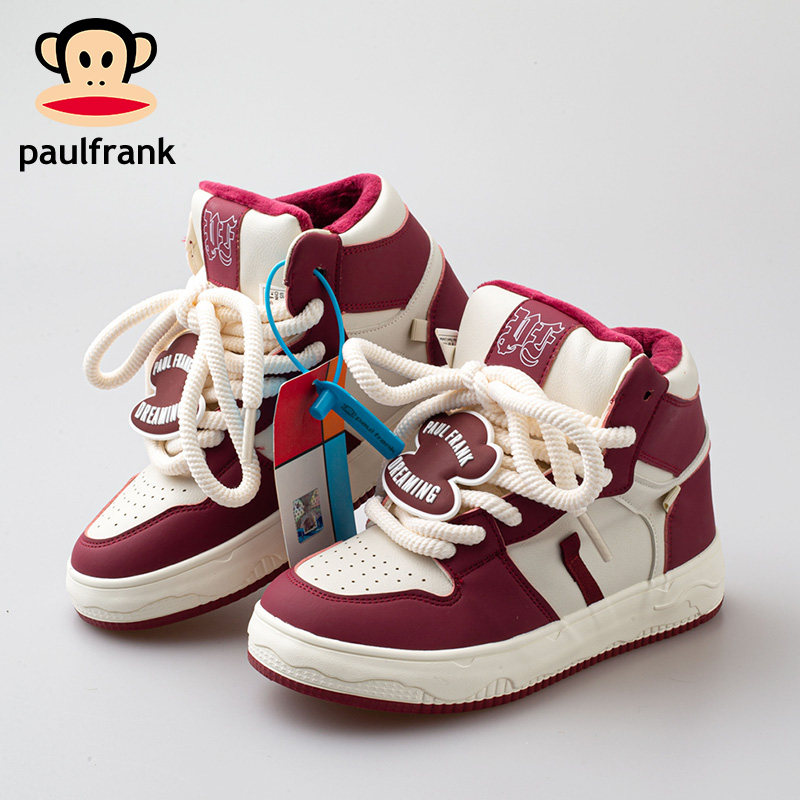 大嘴猴嘻哈潮流个性女鞋加绒二棉鞋秋冬高帮厚底街头系带运动板鞋