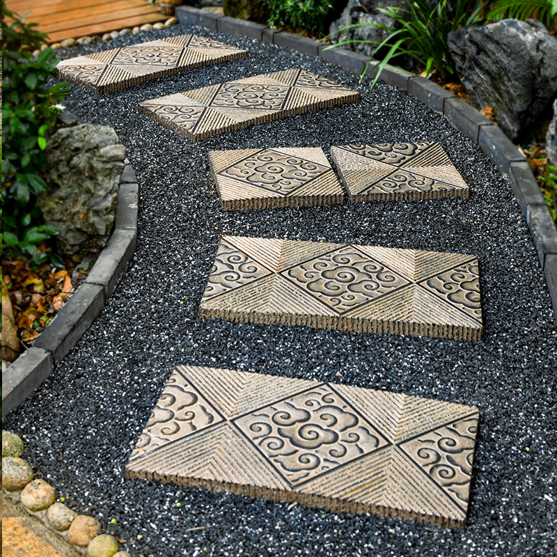 庭院铺地文化石中式汀步石引路汀步石户外草地装饰摆件祥云脚踏石