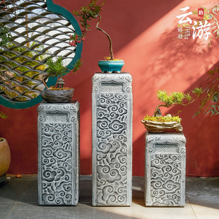 户外庭院景观祥云柱中式展示柱 仿石柱墩子花架盆景底座落地摆件