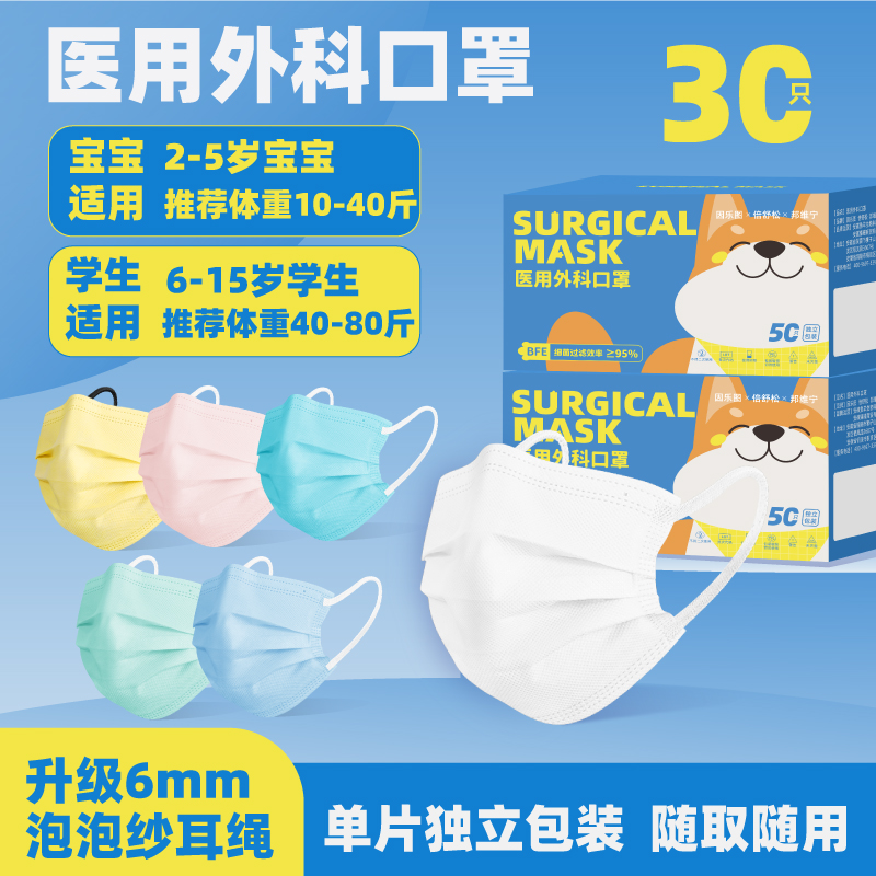 儿童口罩医用外科男童女孩专用