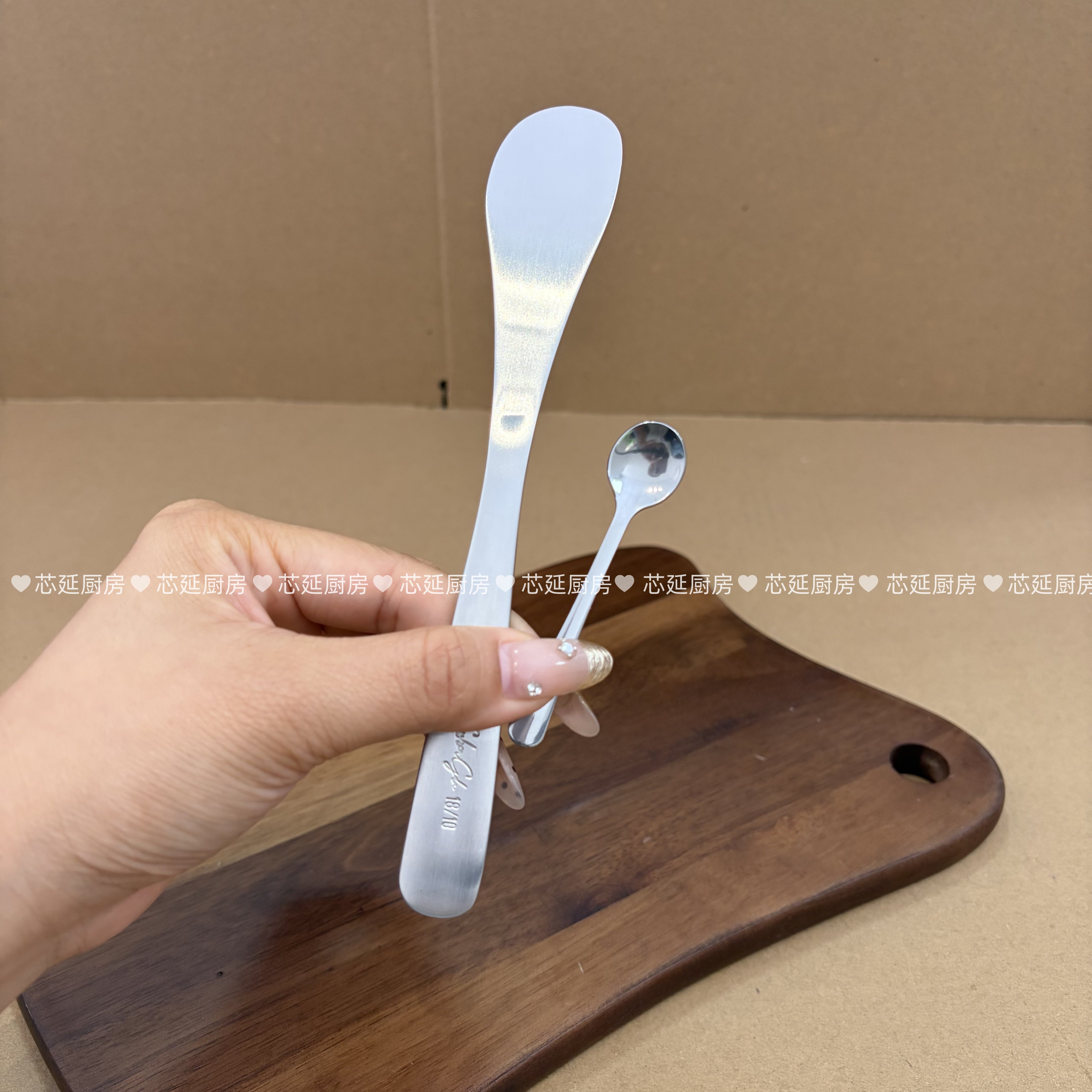 芯延厨房304钢超小迷你调料勺家用黄油牛油切割弯款小刀精准分块.