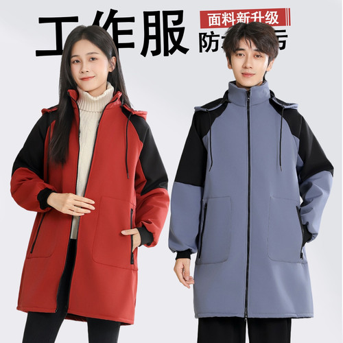 男加绒罩衣工作服大褂劳保成人围裙防水冲锋衣防油外套女加厚护衣