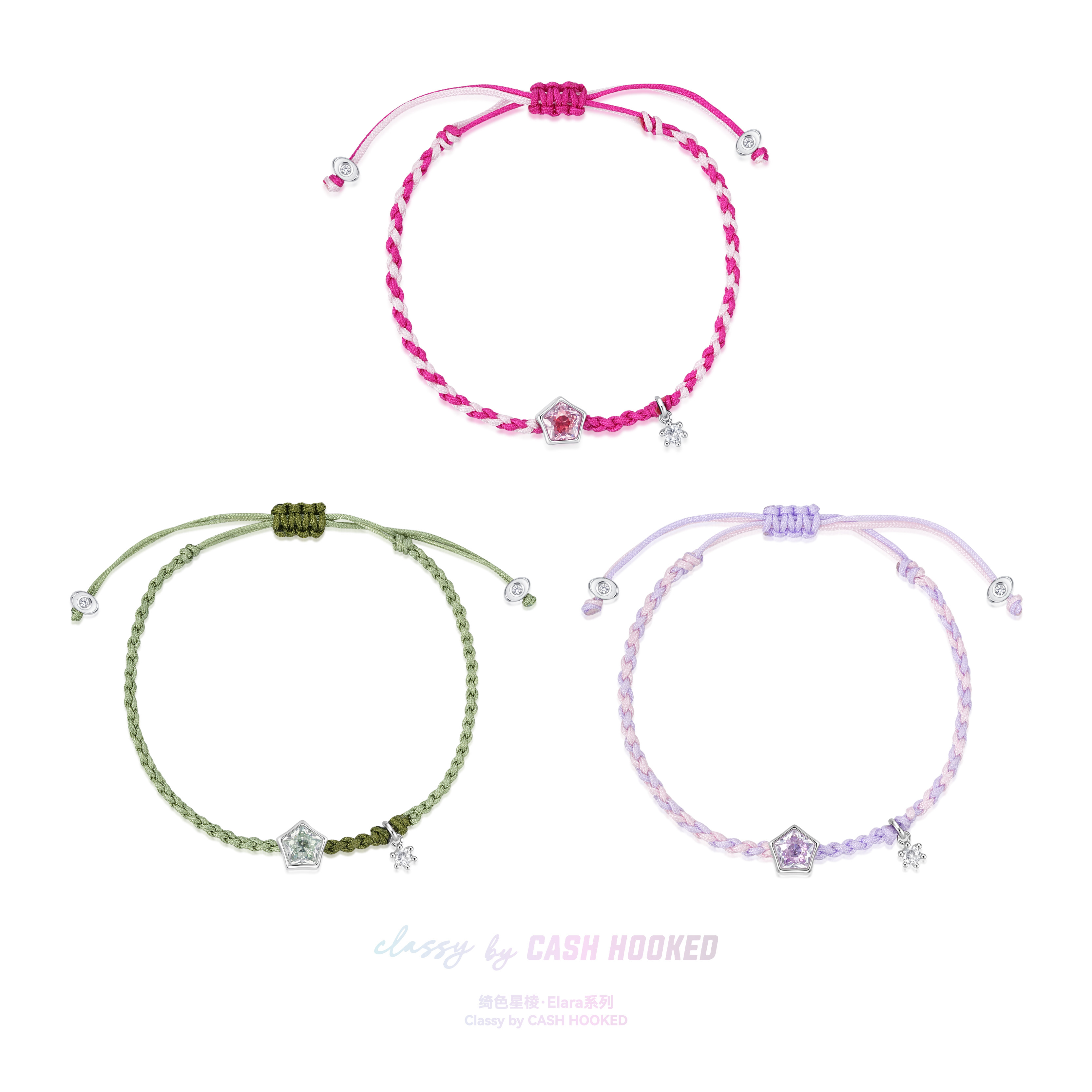 ClassybyCH s925银 绮色星棱系列 晚花·FleurDusk 星缕手编手链