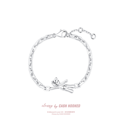 ClassybyCH 银饰 彩虹瑰丽系列提线小熊手链 轻奢生日送礼