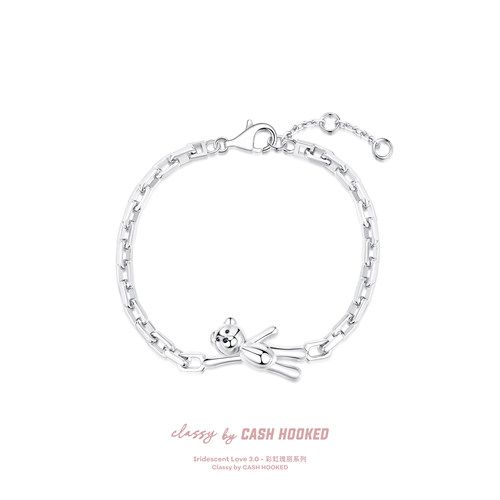 ClassybyCH 银饰 彩虹瑰丽系列提线小熊手链 轻奢生日送礼
