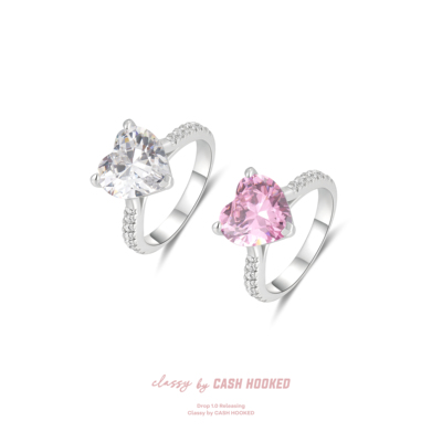 ClassybyCH白粉钻爱心戒指送女友