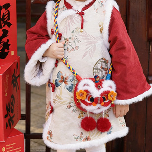 马年2026新款扭扭棒背包新年过年斜挎包春节醒狮喜庆儿童红包挎包