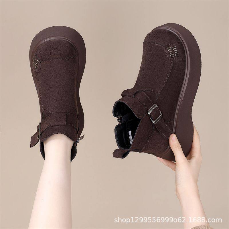 加绒保暖棉靴2025冬季新款时尚百搭短靴马丁靴厚底英伦风,女鞋,时尚雪地靴,淘宝优惠券,粉丝福利购,淘宝优惠卷