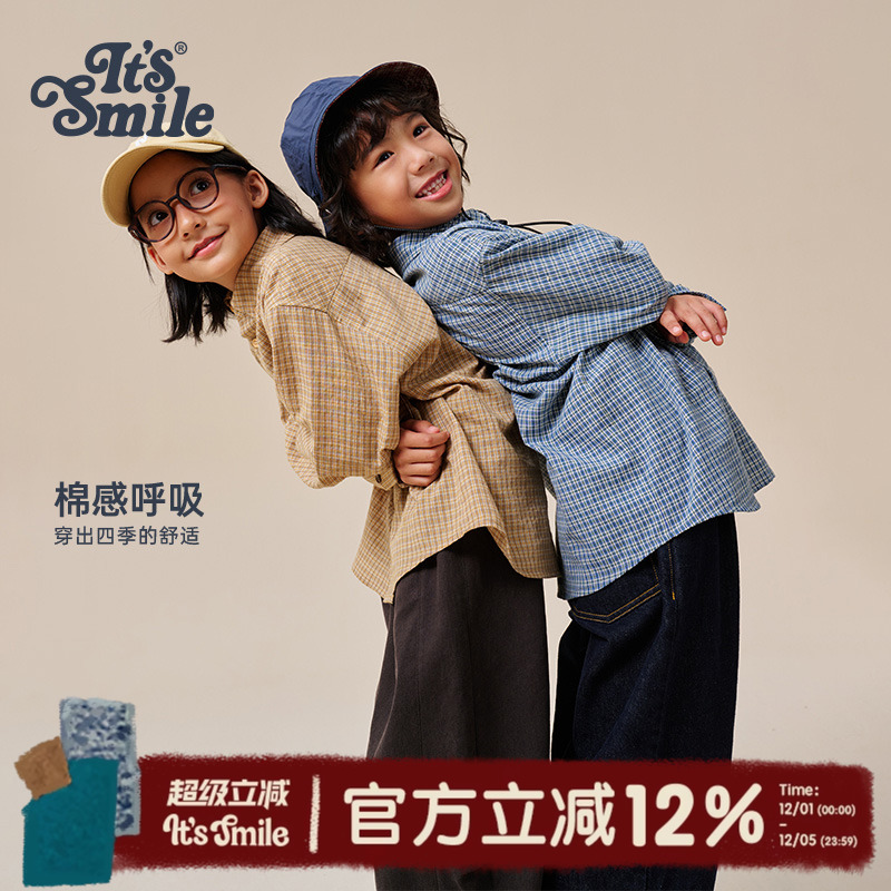 Itssmile儿童复古格纹衬衫