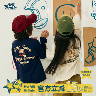 男女童轻薄款 Its T恤春夏新款 儿童长袖 透气亚麻打底上衣 smile童装