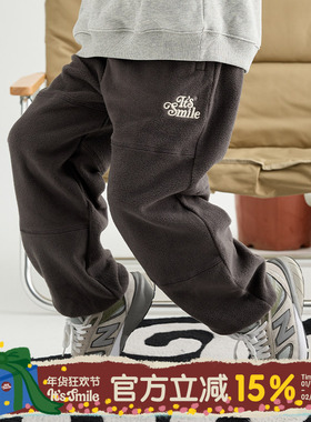 Its smile 日系儿童加厚摇粒绒裤子男童女童秋冬休闲长裤