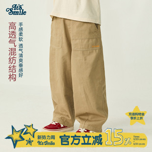 子春季 男童裤 亚麻儿童早春休闲裤 薄款 Its 女童透气长裤 smile童装