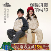 Its smile 日系儿童羽绒拼接摇粒绒外套男童女童上衣