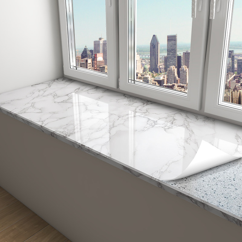飘窗贴纸防水防晒飘窗台装饰翻新贴包边框窗台板自粘pvc台面加厚
