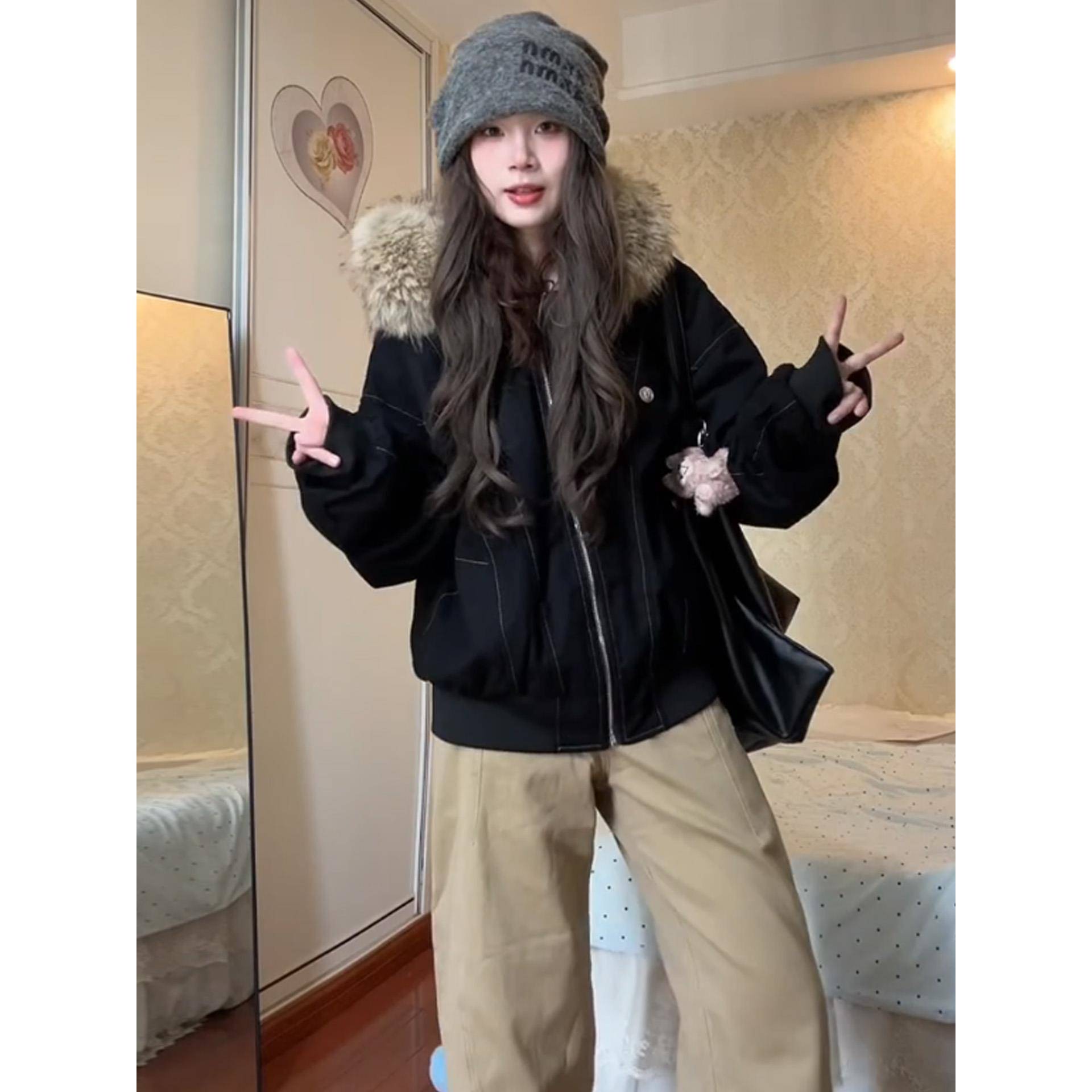 超好看座山雕棉服外套女冬季2025新款棉衣加绒加厚派克服情侣棉袄