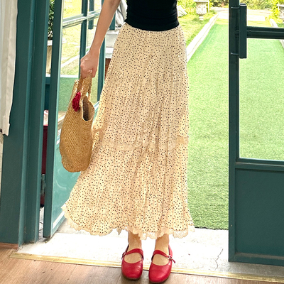 XCCX中长款波点A字蛋糕裙