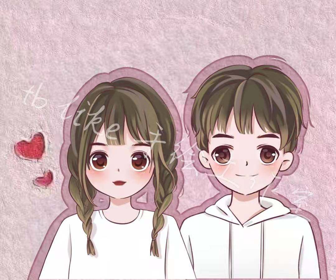 手绘卡通可爱蜡笔情侣z设计图案真人转手绘头像