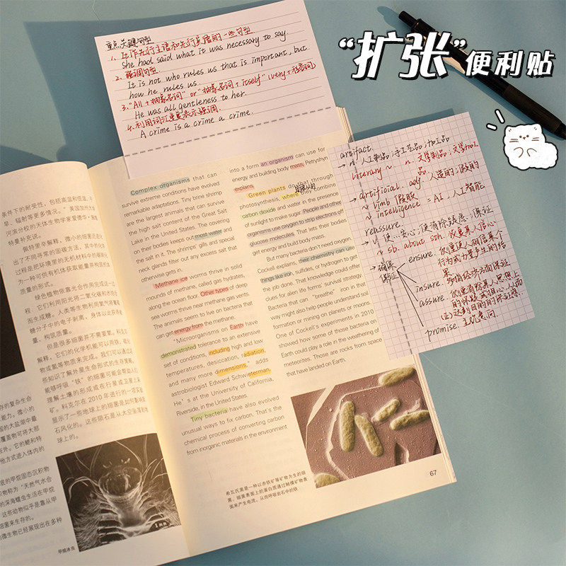 三年二班 扩张便利贴可撕任意贴考研学生扩展补充贴有粘性便签纸便签