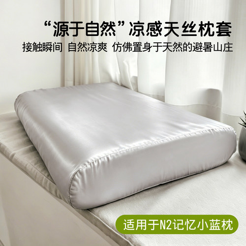 凉感天丝蓝盒子n2枕套夏冰丝