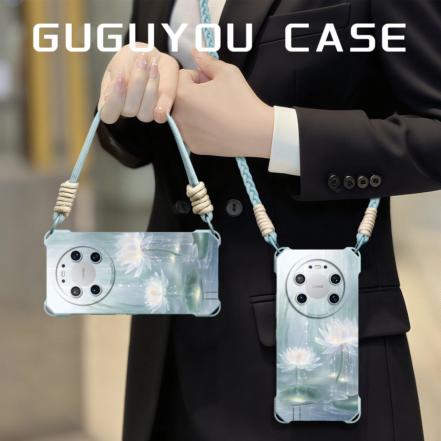 【好运莲花】优质硅胶壳带挂绳