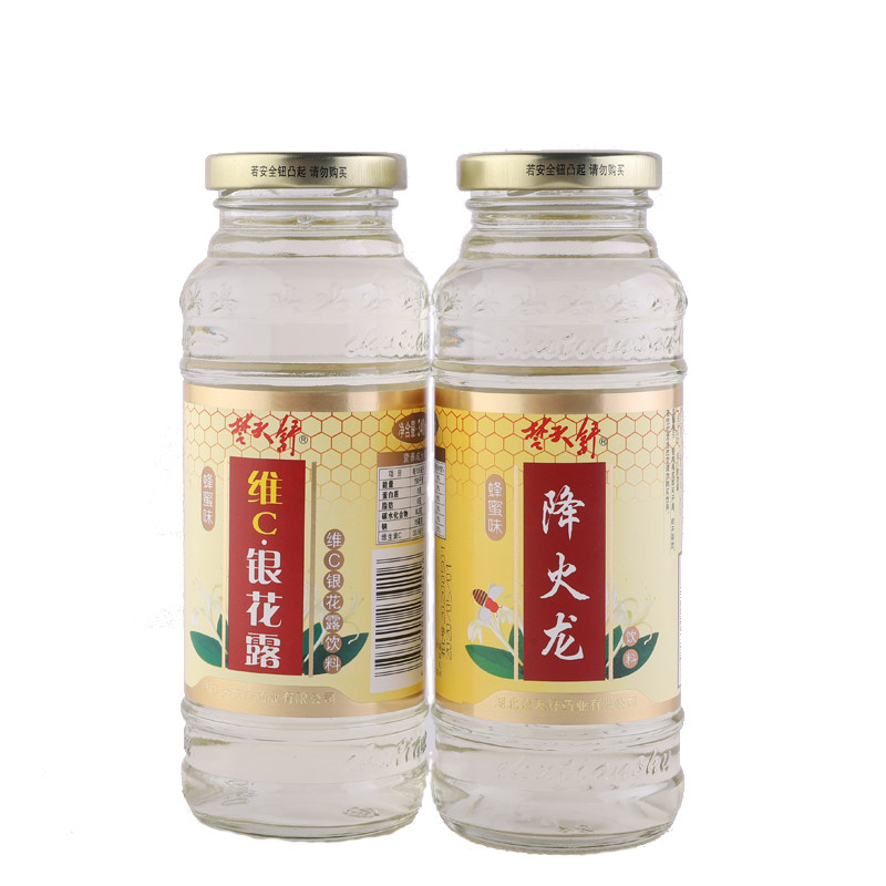 楚天舒降火龙维c银花露蜂蜜味浓缩金银花露整箱饮料水6瓶玻璃瓶装