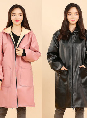 PU皮防水防油软皮革女工作服