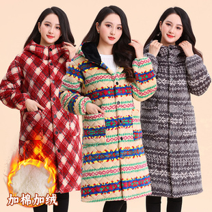 2025新款法兰绒棉衣冬季三层加厚保暖外套加绒加棉罩衣女生袄子